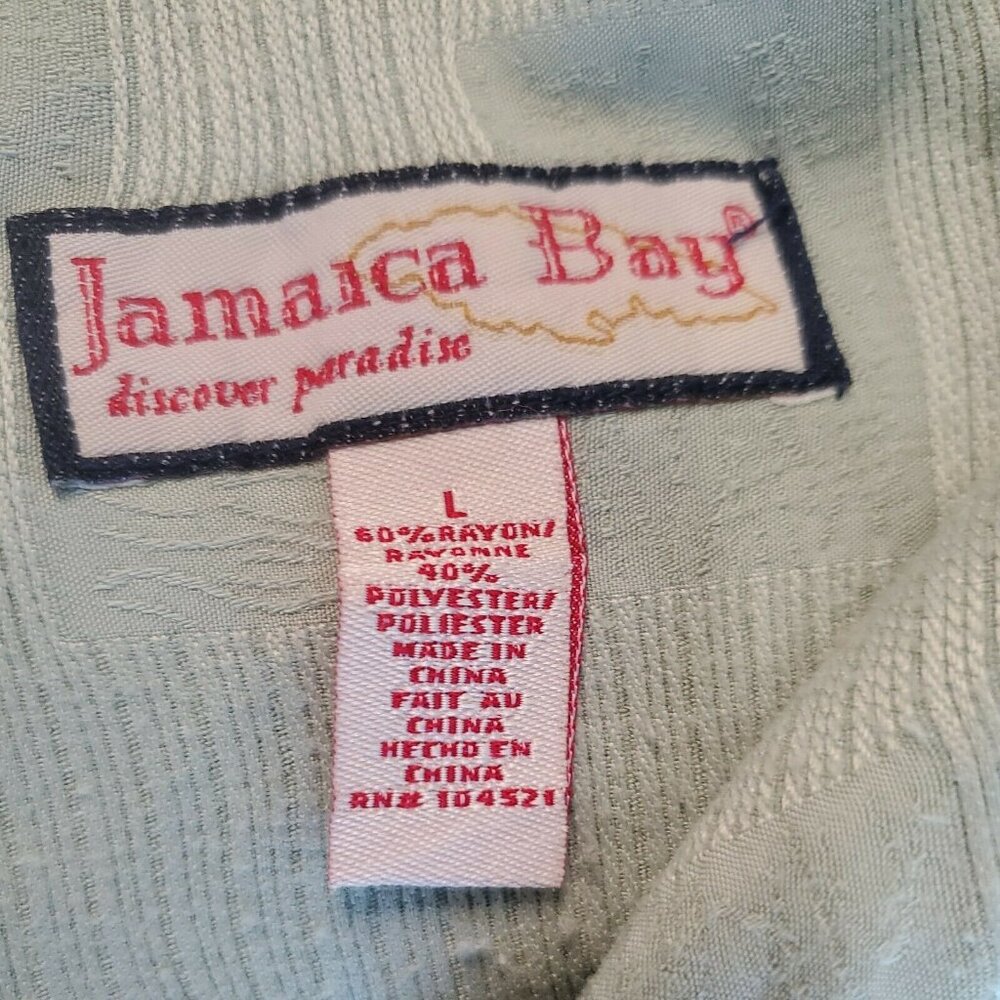 Jamaica Bay Mens Size L Green Hawaiian Button Down Shirt Short Sleeve - Picture 2 of 9